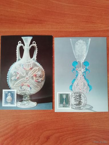 ФРГ 1986 Четыре карт максимума серии марок "Музей художественного стекла. Посуда" Mi. 1295-1298