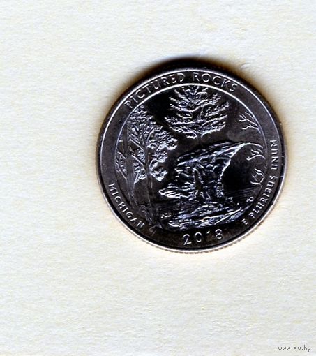 МОНЕТЫ , 25центов (квартер) США, 2018, ( Мичиган ) ИЗУЧАЙТЕ ФОТО