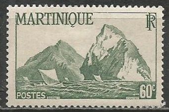Мартиника. Прибрежные скалы. 1947г. Mi#242.
