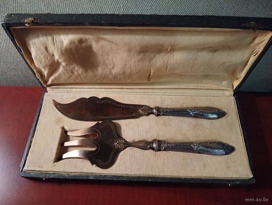 Набор разделочный, для рыбы, ручка серебро. Европа.