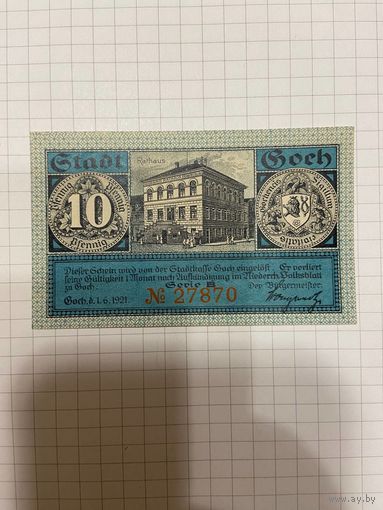 Нотгельд 10 пфеннигов. Германия. Веймарская республика Гох-0201