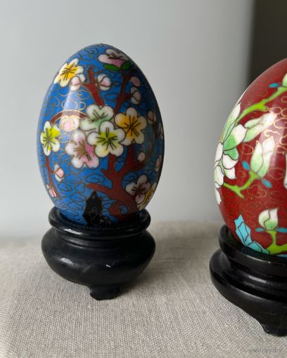 Статуэтка Яйцо Клуазоне клуазонне Перегородчатая эмаль с подставкой 6,5 х 4,5см