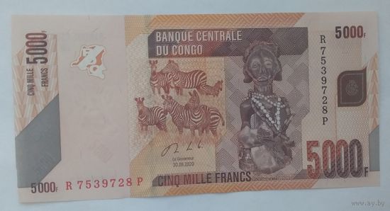 Конго 5000 франков 2020 года UNC