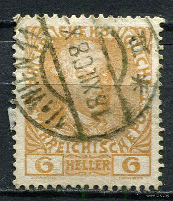 Австро-Венгрия - 1908 - Император Леопольд II - 6H - [Mi.143x] - 1 марка. Гашеная.  (Лот 20EM)-T7P4