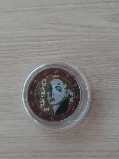 2 евро 2012 год, Финляндия Хелена Шерфбек, ЦВЕТНАЯ   в капсуле, UNC