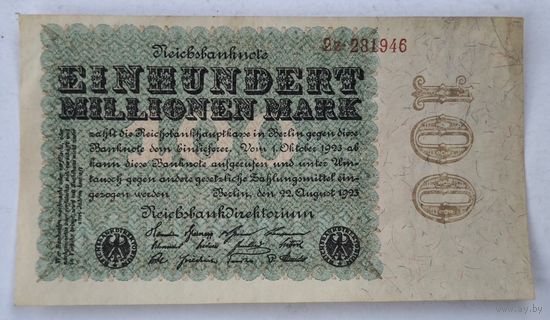 1923 год Германия 100 000 000 марок