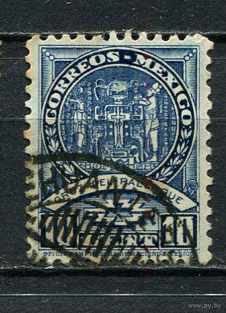Мексика - 1934/1940 - Герб 10С - [Mi.703x] - 1 марка. Гашеная.  (Лот 58Go)-T41P13