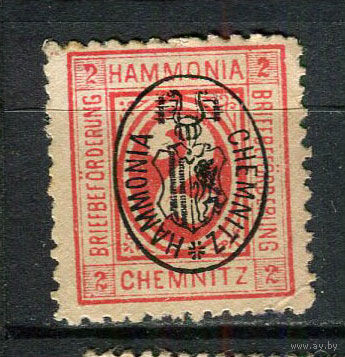 Германия - Хемниц - Местные марки - 1887 - Надпечатка (черн.) Герб на 2Pf - [Mi.12aa] - 1 марка. MH.  (Лот 103CS)