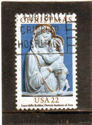 США. Mi:US 1778. Генуя Мадонна, Эмалевая Терра-Котта от Luca Della Robbia. Серия: Рождество. 1985.