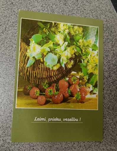 Открытка 1990 фото Биркманиса Рига липа, клубника чистая