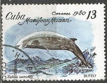 Куба. Морские животные. Клюворыл. 1980г. Mi#2485.