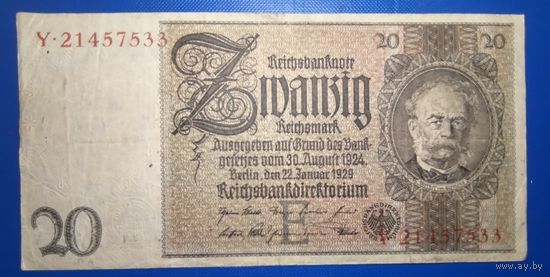 Германия 20 марок 1929 г. Р-181а