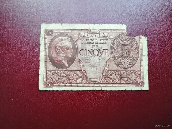 Италия 5  лир 1944