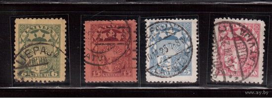 Латвия-1925 (Мих.103-106)  гаш. , Стандарт, Герб,полная серия