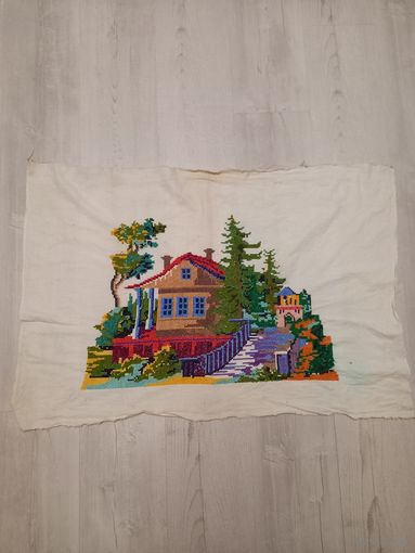 Картина вышитая, старинная винтаж