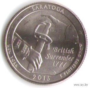 25 центов 2015 г. Парк=30 Национальный исторический парк Саратога Нью-Йорк Двор P _состояние UNC