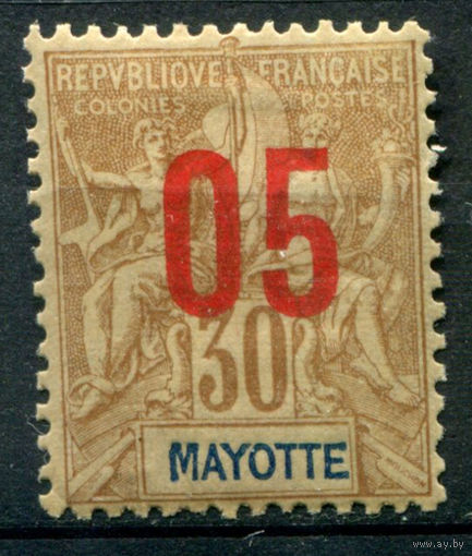 Французские колонии - Майотта (Мадагаскар) - 1912г. - аллегория, надпечатка 05 на 30 с - 1 марка - MH [Mi 127]. #4-W1-125-A-1