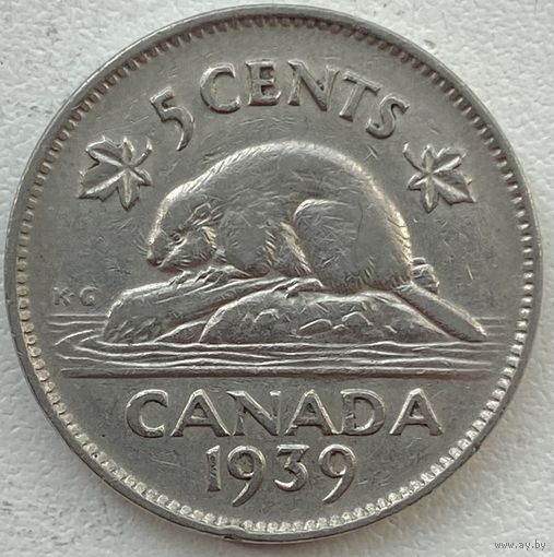 Канада 5 центов 1939 г.