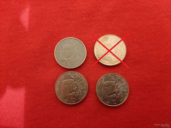 1 евроцент 1999, 2018 год Франция