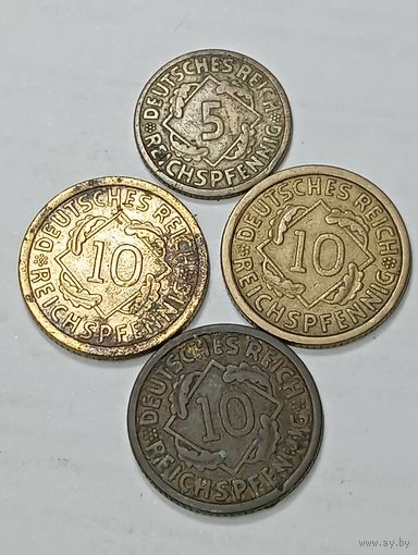 Германия  10 пфенниг 1925,1929,1936 года . A  , и 5 пфеннигов 1925 года A .