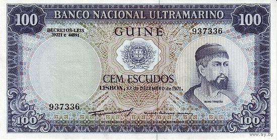 Португальская Гвинея 100 эскудо образца 1971 года UNC p35а(5)