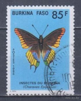 [2338] Буркина Фасо 1986. Фауна.Бабочка. Концовка серии.Гашеная марка.