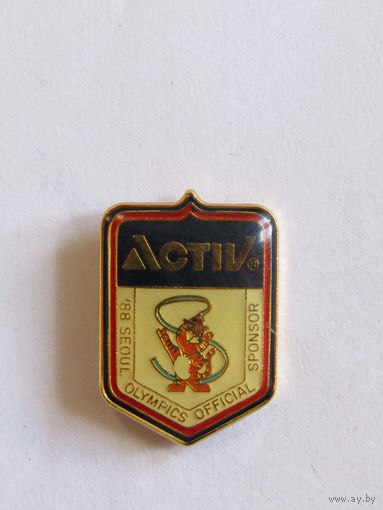 Значок. Знак. "Activ Олимпийский официальный спонсор". "XXIV летние Олимпийские игры". "Олимпиада". Сеул. 1988г. м