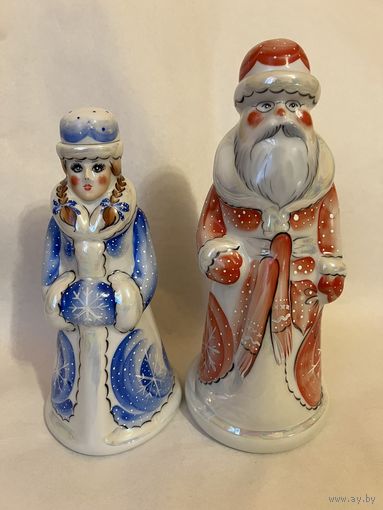 РЕДКИЕ!  Добрушский фарфор! "Дед Мороз и Снегурочка" одним лотом. С РУБЛЯ!