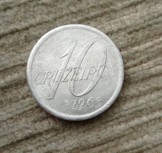 Werty71 Бразилия 10 крузейро 1965 Карта Блеск