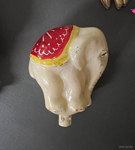 Елочная игрушка цирковой слон. Артель Культигрушка 1950-60-е гг.