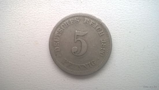 Германская империя 5 пфеннигов, 1890"D". (D-86)