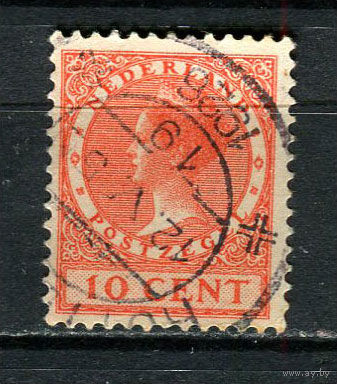 Нидерланды - 1924/1925 - Королева Вильгельмина 10С - [Mi.154Aa] - 1 марка. Гашеная.  (Лот 39Fy)-T25P33