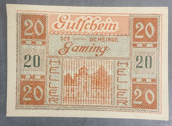 Нотгельд Австрия Гейминг, 20 геллеров 1920 год