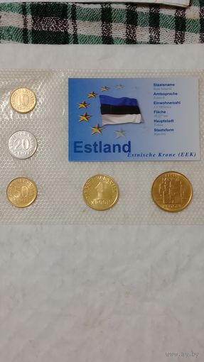 Эстония набор монет 1994-2004 г.5 штук unc.