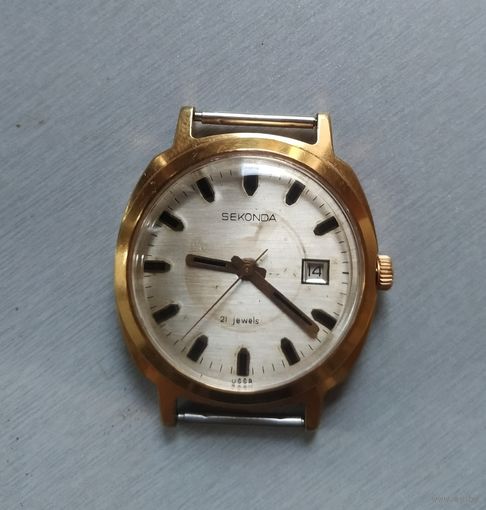 Часы мужские наручные "Sekonda",SU, позолота 20 мкм, СССР (21 камень)