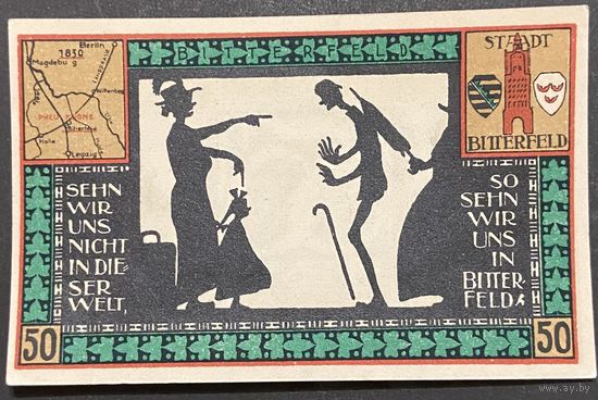 Нотгельд 50 пфеннигов 1921 год. Биттерфельд,. Веймарская республика