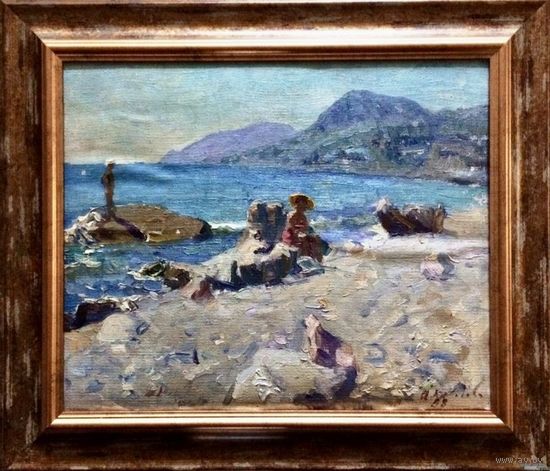 А.С. Козловский "На море",1958г. Х/М на картоне. р.47/54см.