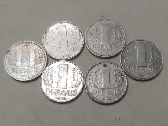 Пфеннинги ГДР. 6 шт.