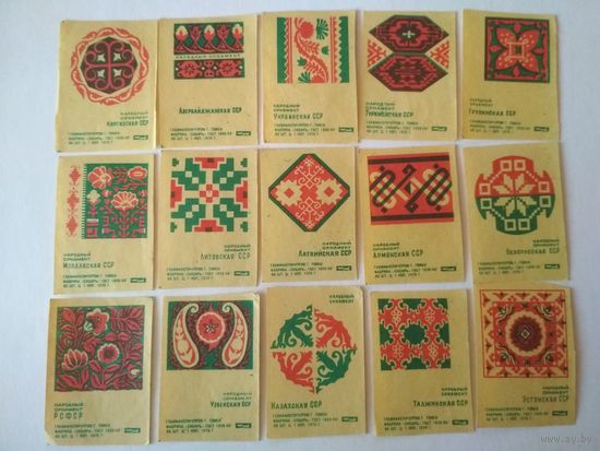 Спичечные этикетки ф.Сибирь. Орнаменты. 1970 год