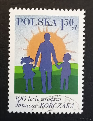 Польша 1978 г. 100-летие Януш Корчак. выдающийся польский педагог, полная серия из 1 марки #0191-Л1P12