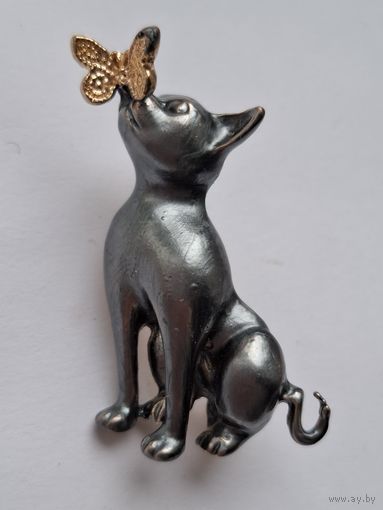 Брошь. Котик. Металл