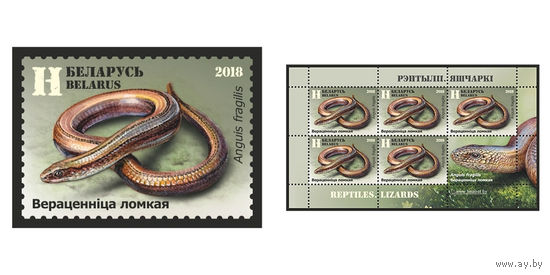 2018 БЕЛАРУСЬ  марка или малый лист  "Веретеница ломкая" MNH