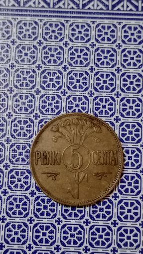 Литва 5 центов 1925