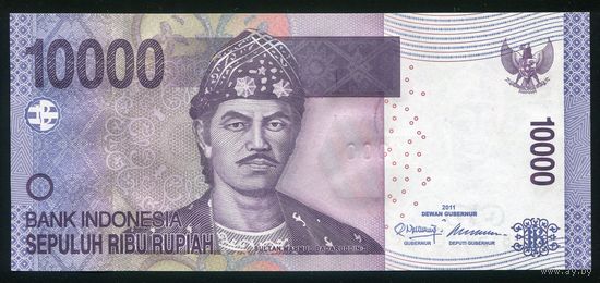 Индонезия 10000 рупий 2011 г. Р150b. Серия HHU. UNC