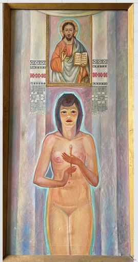 Зинчук А.М "Небесное и земное", 1970г. Холст, масло. Размер 140х70 см.