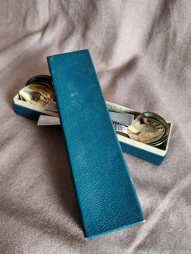 Ложки чайные мельхиор с позолотой, 6 шт.