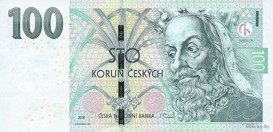 Чехия, 100 крон 2018 г., P-18, UNC