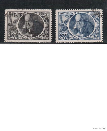 СССР-1947, (Заг.1013-1014) гаш., Н.Жуковский, Авиация (полная серия)