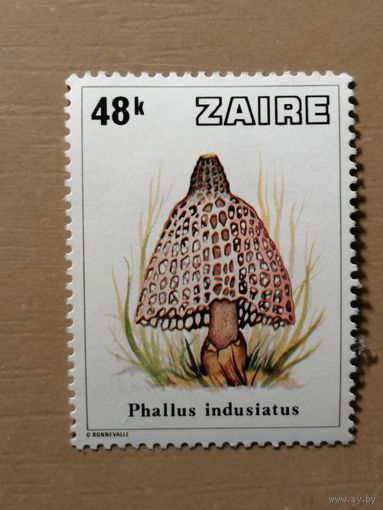 Марка Заир (Конго ДР) 1990 год, серия -- ГРИБЫ, "Phallus idusiatus"