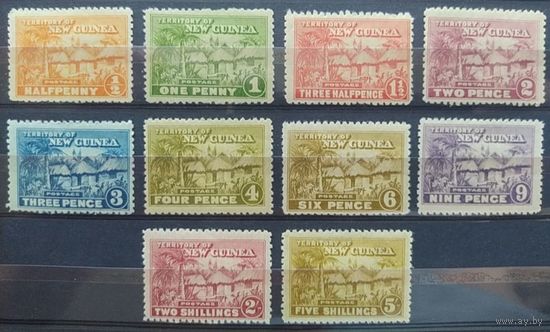 Британские колонии. Территория Новой Гвинеи1925 г. SG125-131,133, 134 MH частично высохший клей